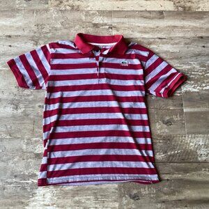 VTG LACOSTE Red & Gray Stripe Polo Men's XL